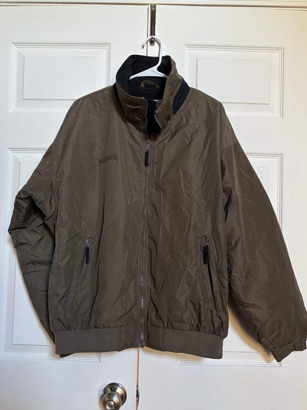 Columbia Men’s Large Olive Green Fleece Lined Full Zip Bomber Jacket